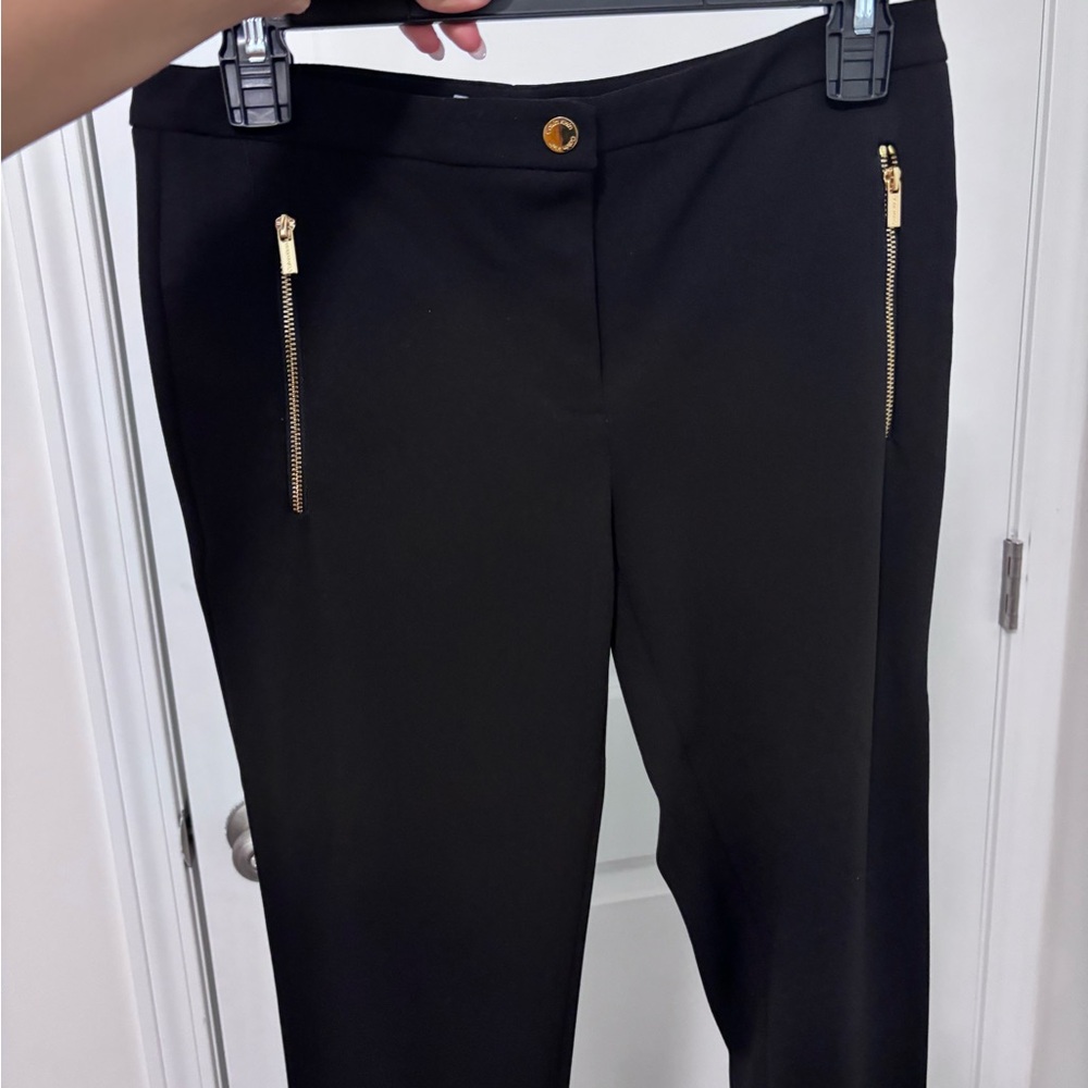 Elegant Black Trousers with Gold Accents